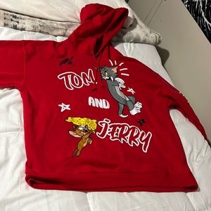 Tom&jerry hoodie size:XL color:red lighting worn
